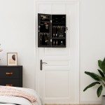vidaXL Dulap de bijuterii cu oglindă de perete, negru, 30x8,5x67 cm vidaXL Dulap de bijuterii cu oglindă de perete, negru, 30x8,5x67 cm