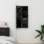 vidaXL Dulap de bijuterii cu oglindă de perete, negru, 30x8,5x106 cm