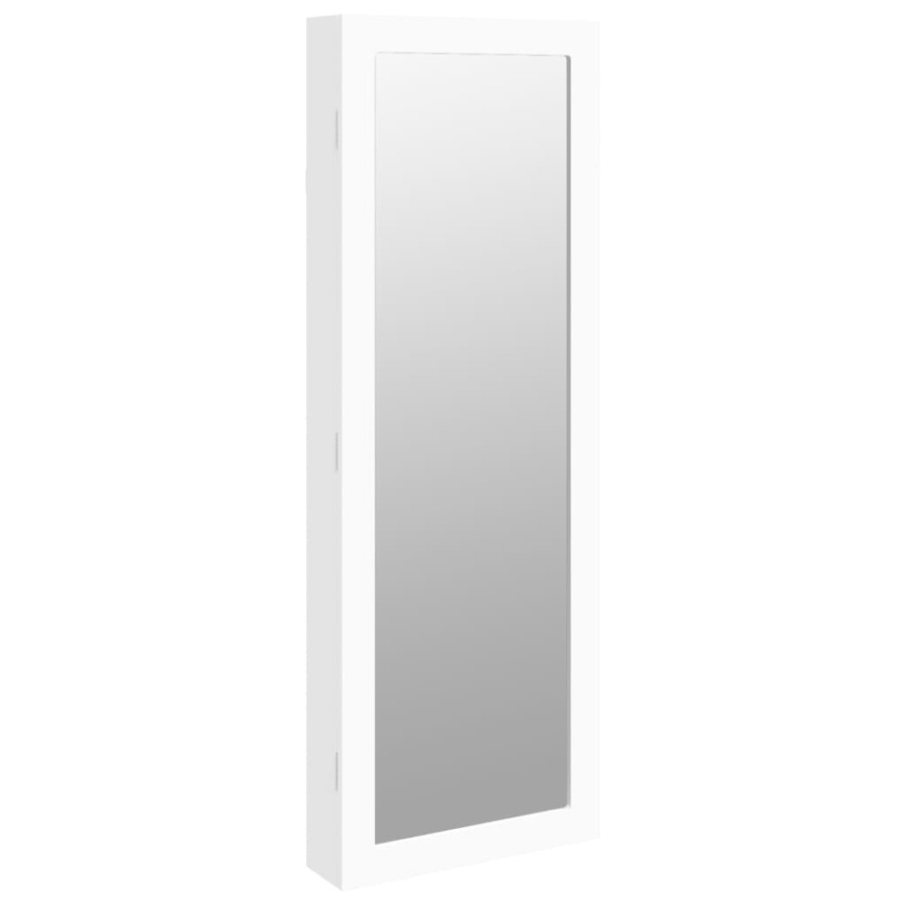 vidaXL Dulap de bijuterii cu oglindă de perete, alb, 37,5x10x106 cm