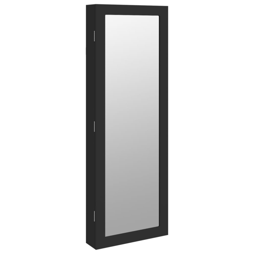 vidaXL Dulap de bijuterii cu oglindă de perete, negru, 37,5x10x106 cm