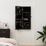 vidaXL Dulap de bijuterii cu oglindă de perete, negru, 37,5x10x106 cm vidaXL Dulap de bijuterii cu oglindă de perete, negru, 37,5x10x106 cm
