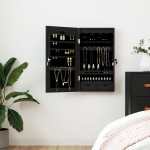 vidaXL Dulap de bijuterii cu oglindă de perete, negru, 37,5x10x67 cm vidaXL Dulap de bijuterii cu oglindă de perete, negru, 37,5x10x67 cm