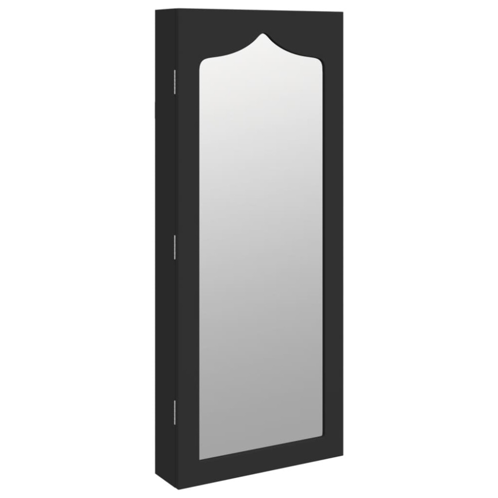vidaXL Dulap de bijuterii cu oglindă de perete, negru, 37,5x10x90 cm