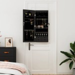 vidaXL Dulap de bijuterii cu oglindă de perete, negru, 37,5x10x90 cm vidaXL Dulap de bijuterii cu oglindă de perete, negru, 37,5x10x90 cm