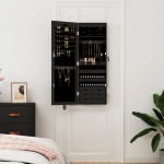 vidaXL Dulap de bijuterii cu oglindă de perete, negru, 37,5x10x106 cm vidaXL Dulap de bijuterii cu oglindă de perete, negru, 37,5x10x106 cm