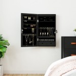 vidaXL Dulap de bijuterii cu oglindă și lumini LED, de perete, negru vidaXL Dulap de bijuterii cu oglindă și lumini LED, de perete, negru