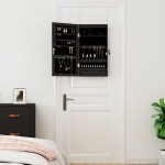vidaXL Dulap de bijuterii cu oglindă și lumini LED, de perete, negru vidaXL Dulap de bijuterii cu oglindă și lumini LED, de perete, negru