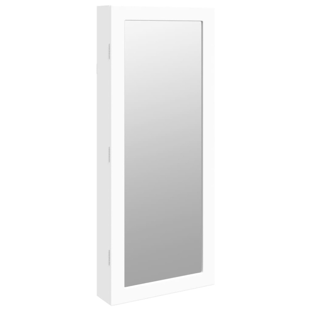 vidaXL Dulap de bijuterii cu oglindă și lumini LED, de perete, alb