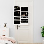 vidaXL Dulap de bijuterii cu oglindă și lumini LED, de perete, alb