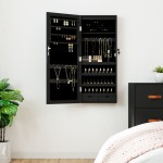 vidaXL Dulap de bijuterii cu oglindă și lumini LED, de perete, negru vidaXL Dulap de bijuterii cu oglindă și lumini LED, de perete, negru