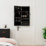 vidaXL Dulap de bijuterii cu oglindă și lumini LED, de perete, negru vidaXL Dulap de bijuterii cu oglindă și lumini LED, de perete, negru