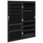 vidaXL Dulap de bijuterii cu oglindă și lumini LED, de perete, negru vidaXL Dulap de bijuterii cu oglindă și lumini LED, de perete, negru