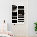 vidaXL Dulap de bijuterii cu oglindă și lumini LED, de perete, alb vidaXL Dulap de bijuterii cu oglindă și lumini LED, de perete, alb