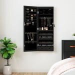 vidaXL Dulap de bijuterii cu oglindă și lumini LED, de perete, negru vidaXL Dulap de bijuterii cu oglindă și lumini LED, de perete, negru