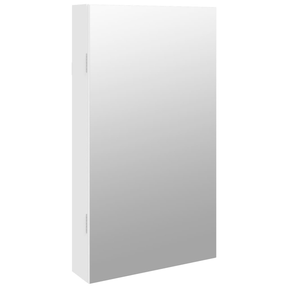 vidaXL Dulap de bijuterii cu oglindă și lumini LED, de perete, alb