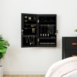 vidaXL Dulap de bijuterii cu oglindă și lumini LED, de perete, negru vidaXL Dulap de bijuterii cu oglindă și lumini LED, de perete, negru