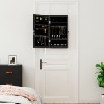 vidaXL Dulap de bijuterii cu oglindă și lumini LED, de perete, negru vidaXL Dulap de bijuterii cu oglindă și lumini LED, de perete, negru