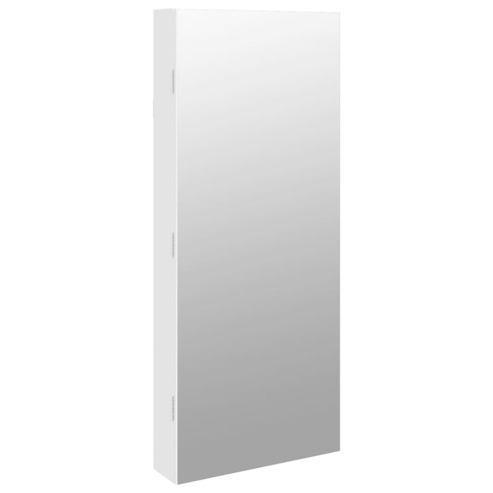 vidaXL Dulap de bijuterii cu oglindă și lumini LED, de perete, alb
