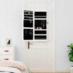 vidaXL Dulap de bijuterii cu oglindă și lumini LED, de perete, alb vidaXL Dulap de bijuterii cu oglindă și lumini LED, de perete, alb