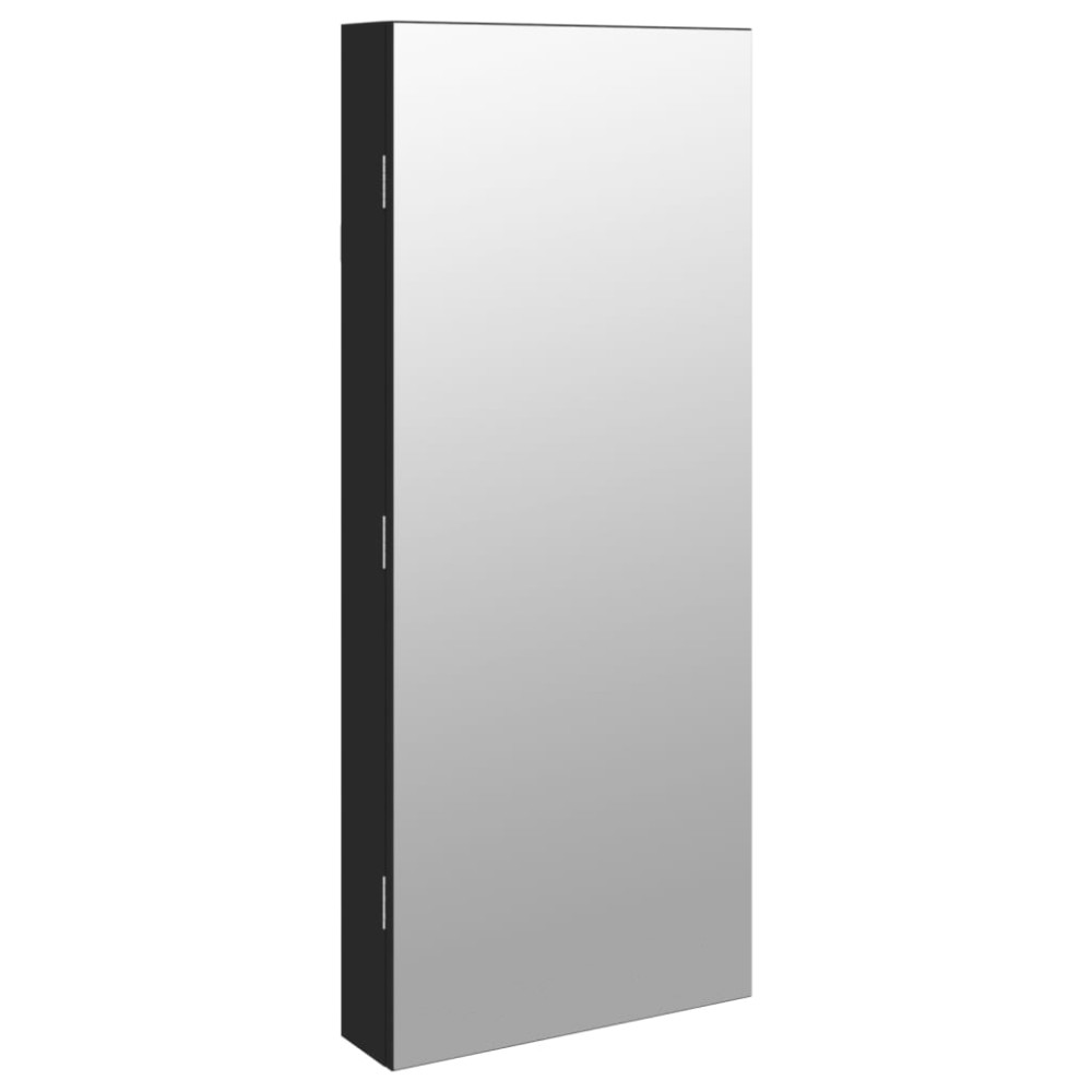 vidaXL Dulap de bijuterii cu oglindă și lumini LED, de perete, negru
