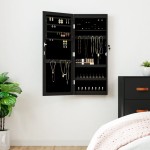vidaXL Dulap de bijuterii cu oglindă și lumini LED, de perete, negru vidaXL Dulap de bijuterii cu oglindă și lumini LED, de perete, negru