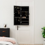 vidaXL Dulap de bijuterii cu oglindă și lumini LED, de perete, negru vidaXL Dulap de bijuterii cu oglindă și lumini LED, de perete, negru