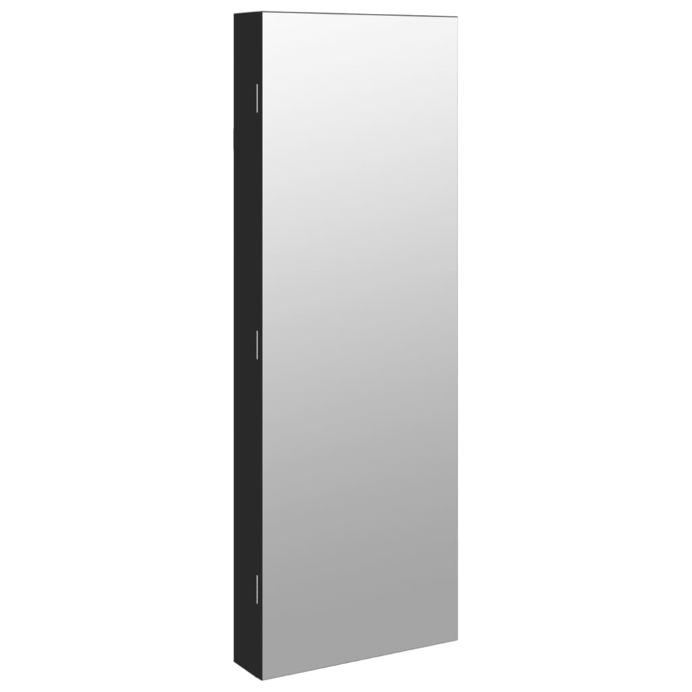 vidaXL Dulap de bijuterii cu oglindă și lumini LED, de perete, negru