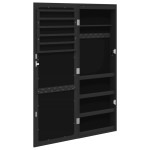 vidaXL Dulap de bijuterii cu oglindă și lumini LED, de perete, negru vidaXL Dulap de bijuterii cu oglindă și lumini LED, de perete, negru