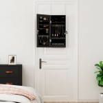 vidaXL Dulap de bijuterii cu oglindă și lumini LED, de perete, negru