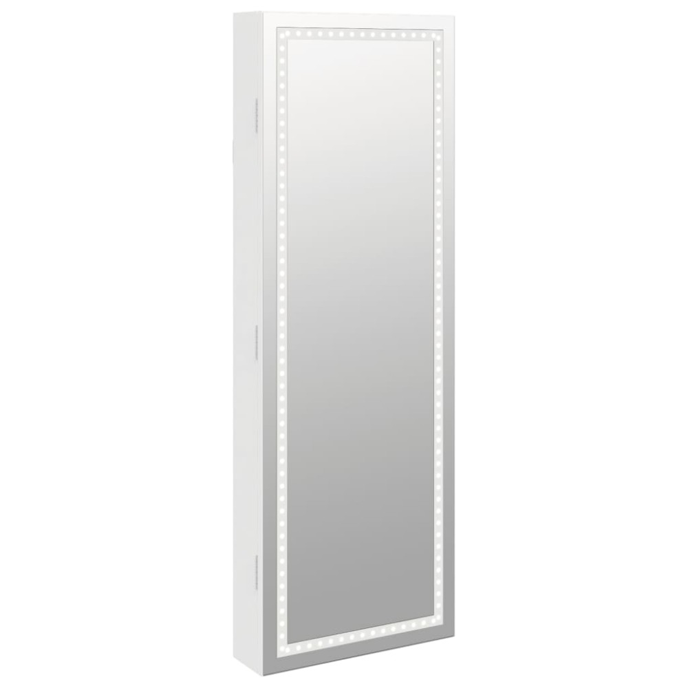 vidaXL Dulap de bijuterii cu oglindă și lumini LED, de perete, alb