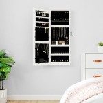 vidaXL Dulap de bijuterii cu oglindă și lumini LED, de perete, alb vidaXL Dulap de bijuterii cu oglindă și lumini LED, de perete, alb
