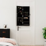 vidaXL Dulap de bijuterii cu oglindă și lumini LED, de perete, negru