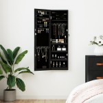 vidaXL Dulap de bijuterii cu oglindă și lumini LED, de perete, negru vidaXL Dulap de bijuterii cu oglindă și lumini LED, de perete, negru