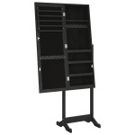vidaXL Dulap de bijuterii cu oglindă independent, negru, 42x38x152 cm vidaXL Dulap de bijuterii cu oglindă independent, negru, 42x38x152 cm