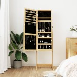 vidaXL Dulap de bijuterii cu oglindă independent, 42x38x152 cm vidaXL Dulap de bijuterii cu oglindă independent, 42x38x152 cm