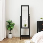vidaXL Dulap autonom de bijuterii, cu oglindă și lumini LED, negru vidaXL Dulap autonom de bijuterii, cu oglindă și lumini LED, negru