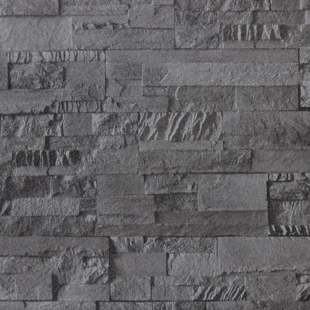 vidaXL Tapet 3D, aspect piatră negru, 10x0,53 m, nețesut