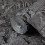 vidaXL Tapet 3D, aspect piatră negru, 10x0,53 m, nețesut vidaXL Tapet 3D, aspect piatră negru, 10x0,53 m, nețesut