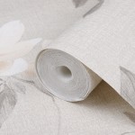 vidaXL Tapet cu model flori 3D, gri, 10x0,53 m, nețesut vidaXL Tapet cu model flori 3D, gri, 10x0,53 m, nețesut