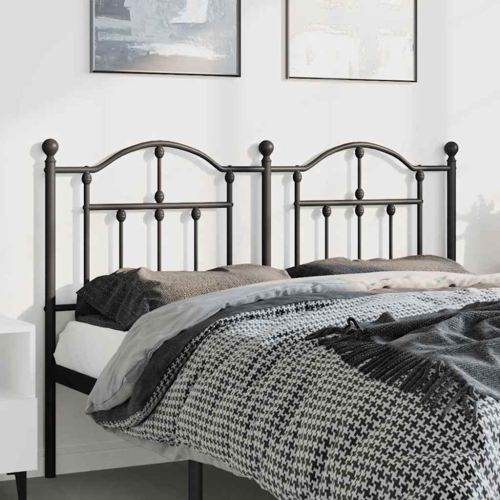 vidaXL Tăblie de pat metalică, negru, 135 cm