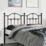 vidaXL Tăblie de pat metalică, negru, 135 cm vidaXL Tăblie de pat metalică, negru, 135 cm