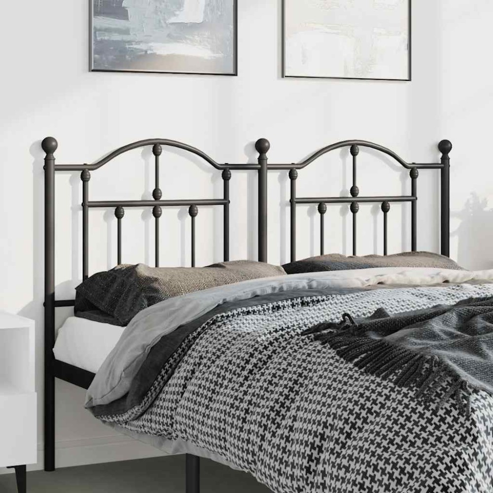 vidaXL Tăblie de pat metalică, negru, 150 cm