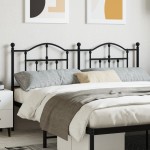 vidaXL Tăblie de pat metalică, negru, 160 cm vidaXL Tăblie de pat metalică, negru, 160 cm
