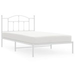 vidaXL Cadru de pat din metal cu tăblie, alb, 100x200 cm