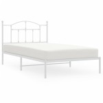 vidaXL Cadru de pat din metal cu tăblie, alb, 107x203 cm