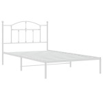vidaXL Cadru de pat din metal cu tăblie, alb, 107x203 cm