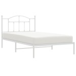vidaXL Cadru de pat din metal cu tăblie, alb, 107x203 cm