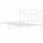 vidaXL Cadru de pat din metal cu tăblie, alb, 107x203 cm