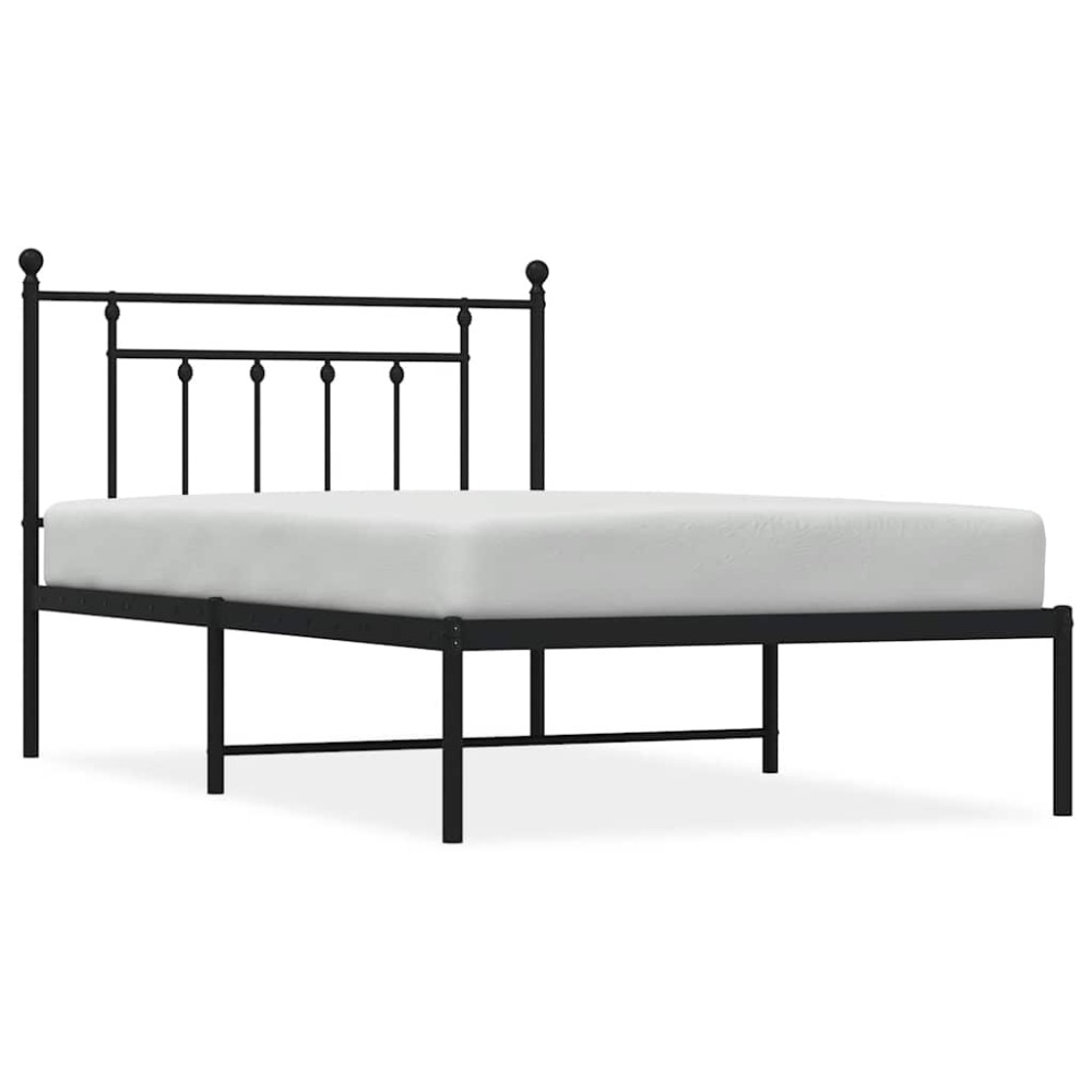 vidaXL Cadru de pat din metal cu tăblie, negru, 100x200 cm