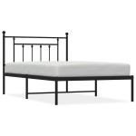 vidaXL Cadru de pat din metal cu tăblie, negru, 100x200 cm